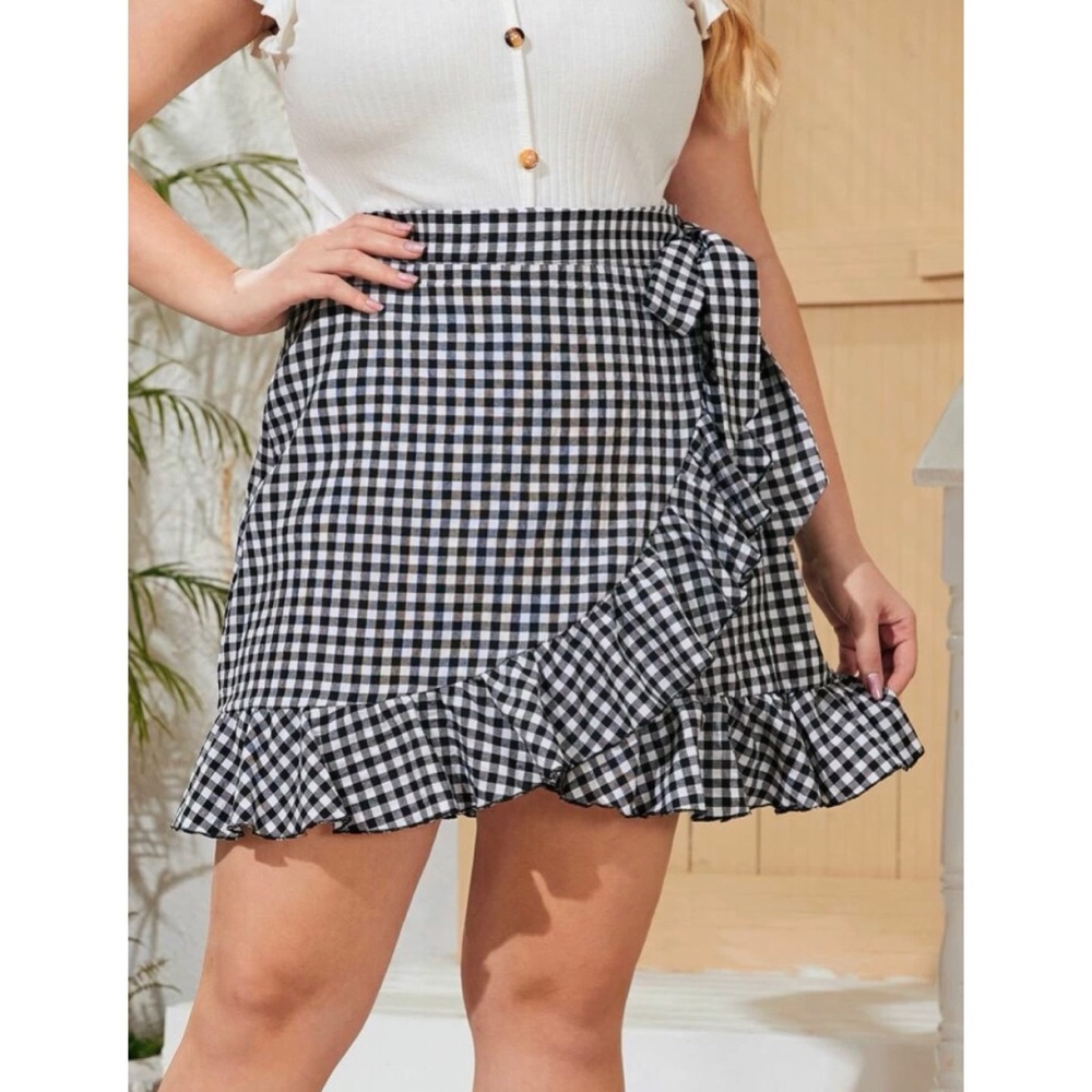 NWT Check Wrap Skirt